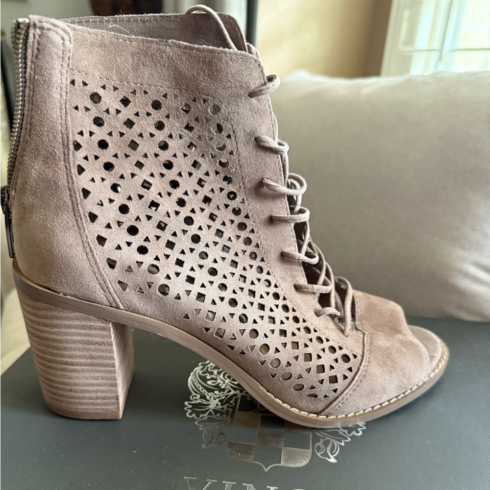 Vince Camuto Tan Ankle Booties with Perforated Design